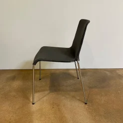 6er Set Stuhl Liz 1300 Stoff Bora Slate Grau Gestell Hochglanz Verchromt Stapelbar Mit Kunststoffgleitern