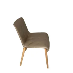 8er Set Stuhl Liz Wood Leder Elen Fango Braun Gestell Eiche Weiß Pigmentiert Geölt Mit Teflongleitern