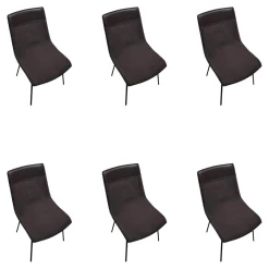 6er Set Stuhl LS20 455100 Linja Innen Stoff ROM8006 Romeo Brownie Grau Braun Außen Leder LIN 682 Linea Coffee Schwarz Gestell Metall RAL 8019 Grau Braun Pulverbeschichtet