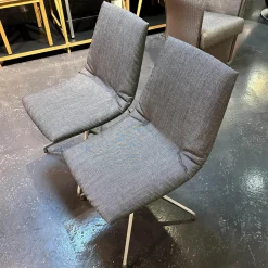 2-er Set Stuhl Lui Stoff Canvas 154 Drehgestell Edelstahl Finish