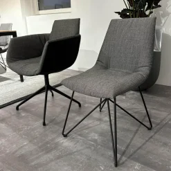 6er Set Stuhl Lui Und Grand Lui Bezug Stoff Canvas 154 Grau Außen Leder Origon Schwarz 70240 Drahtgestell Schwarz Matt Pulverbeschichtet