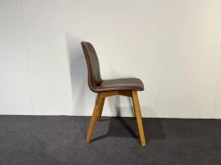 2er Set Stuhl Maverick Leder Sauvage Brasil Braun Gepolstert Gestell Eiche Mit Kunststoffgleiter Braun