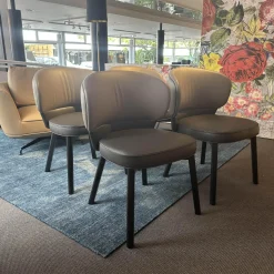 4er Set Stuhl Morton 22194 Leder Toro Taube Braun Grau Füße Esche Schwarz Lackiert