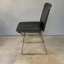 4er Set Stuhl Neil Leather And Stool Sattelleder Schwarz Gestell Chrom Schwarz