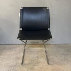 4er Set Stuhl Neil Leather And Stool Sattelleder Schwarz Gestell Chrom Schwarz