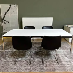 4er Set Stuhl Neil Leather And Stool Sattelleder Schwarz Gestell Chrom Schwarz