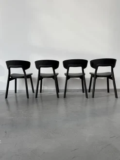 4er Set Stuhl Nonoto Comfort Bezug Leder Reinhardt Jepard Black Schwarz Gestell Eiche Gebeizt Graphite Schwarz