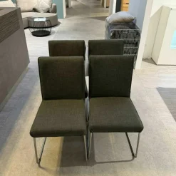 4er Set Stuhl Now Dining S21 Flachgewebe Anthrazit Metallgestell Kufen Chrom