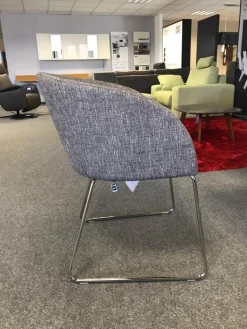 6er Set Stuhl Now Dining S19 1 Strukturstoff S010 Taupe Grau Kufen Metall Chrom Glänzend