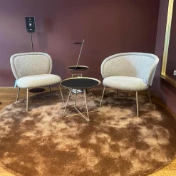 2er Set Stuhl Ona Cocktail Stoff Sahco Safire 0004 Grau Gestell Stahl Messing Grau