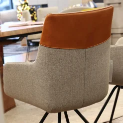 2er Set Stuhl Orlando Leder Polo 10 93 Braun Und Stoff Miuna 75 Grau Gestell Metall Schwarz