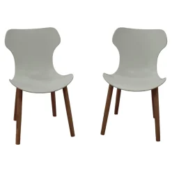 2-er Set Stuhl Papilio Shell SH2 Schale Kunststoff Weiß Gestell Eiche Hell Gebürstet