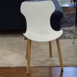 2-er Set Stuhl Papilio Shell SH2 Schale Kunststoff Weiß Gestell Eiche Hell Gebürstet