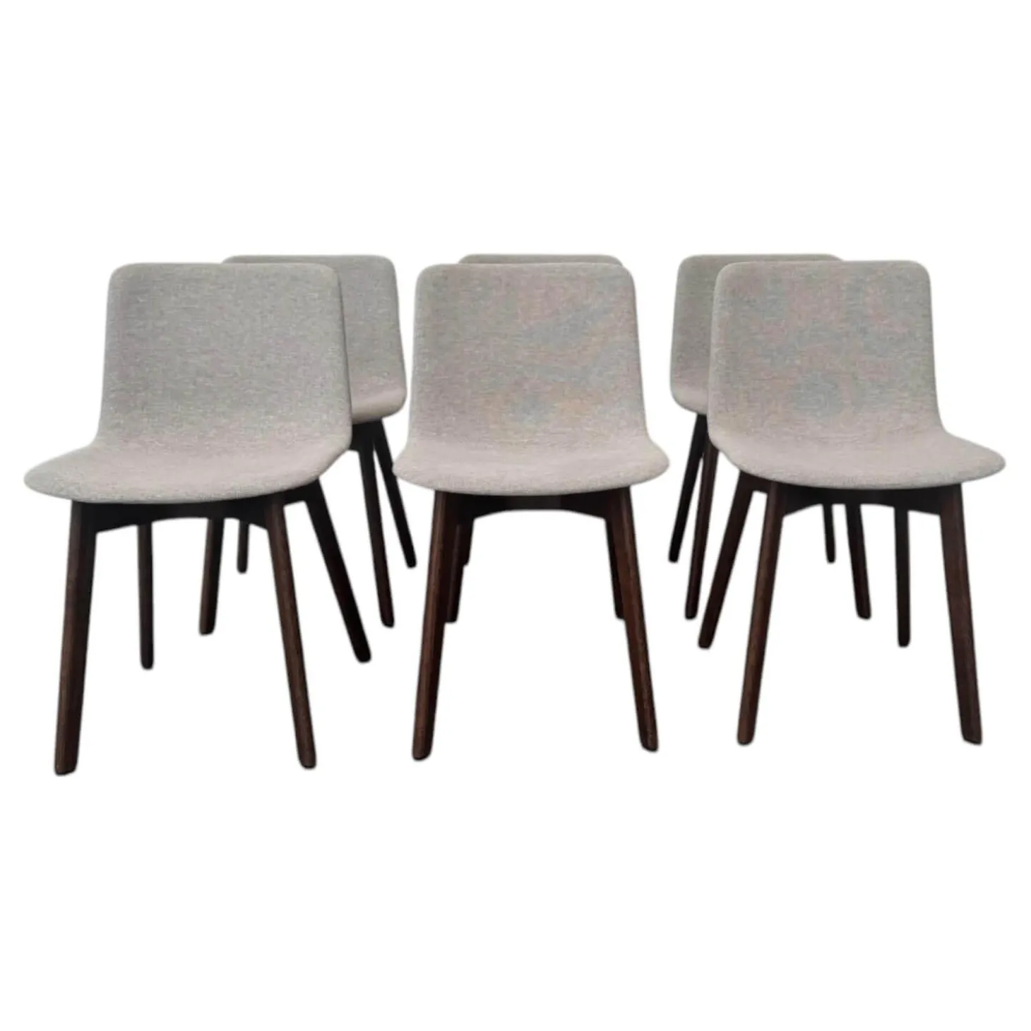 6er Set Stuhl Pato Stoff Kvadrat Clay 0012 Grau Gestell Geräucherte Eiche Gebeizt Und Lackiert Mit Gleitern