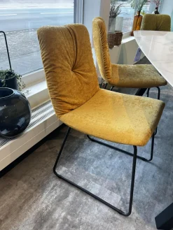 6er Set Stuhl Pelle Stoff Oxford 503 Senf Gelb Und 400 Gelb Untergestell Anthrazit Inklusive Gleiter