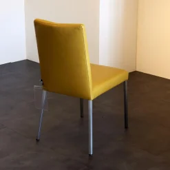 4er Set Stuhl Penthouse Leder Gelb Gestell Silber