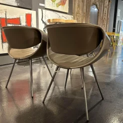 4-er Set Stuhl Perillo Leder Royal Reed Vierfußgestell Aluminium