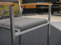 8er Set Stuhl Quadux Stoff Sunbrella Smoke 7001 Gestell Edelstahl