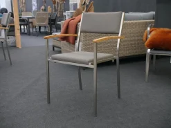 8er Set Stuhl Quadux Stoff Sunbrella Smoke 7001 Gestell Edelstahl