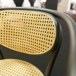 3-er Set Stuhl 210R Pure Rohrgeflecht Mit Verstärkungsgewebe Untergestell Esche Schwarz Lackiert