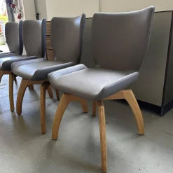 4er Set Stuhl Rasant Leder 2 03 Elephant Grau Gestell Knorrige Eiche Natur Geölt Inklusive Drehfunktion Mit Rückholfunktion