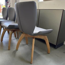 4er Set Stuhl Rasant Leder 2 03 Elephant Grau Gestell Knorrige Eiche Natur Geölt Inklusive Drehfunktion Mit Rückholfunktion