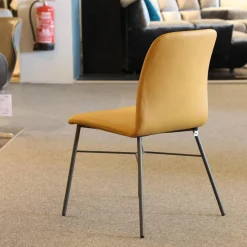 6er Set Stuhl S1000 Leder Senf Gelb Und Leder Grün Gestell Pulverbeschichtet Anthrazit