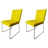 2er Set Stuhl S21 Now Stoff Lemon Gelb Gestell Metall Verchromt
