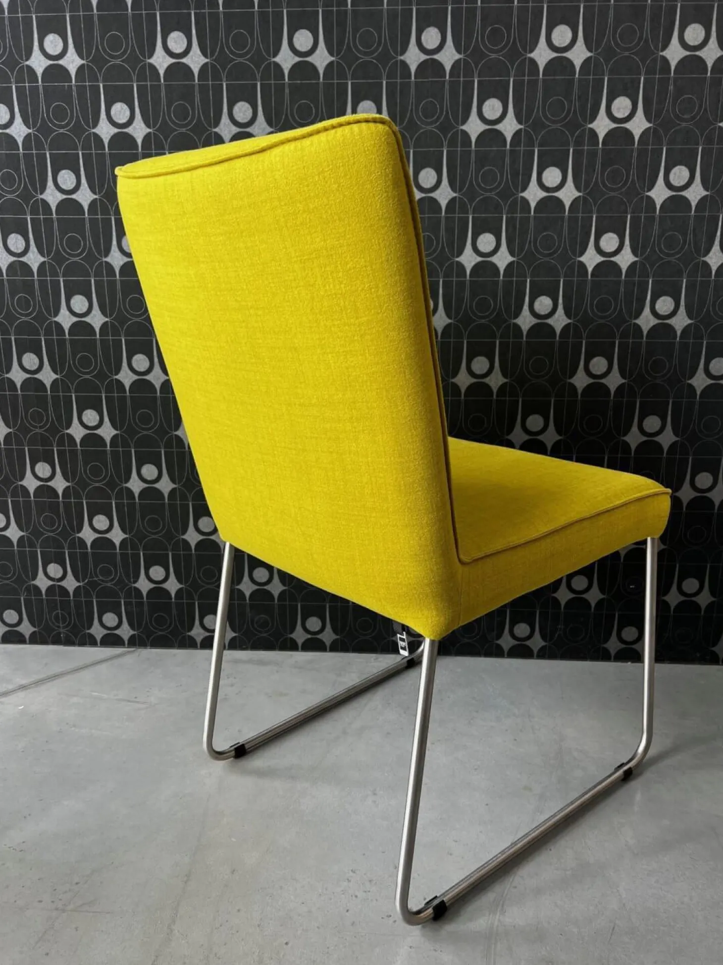 2er Set Stuhl S21 Now Stoff Lemon Gelb Gestell Metall Verchromt