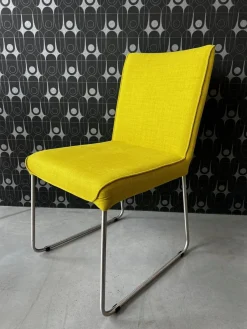 2er Set Stuhl S21 Now Stoff Lemon Gelb Gestell Metall Verchromt