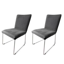 2er Set Stuhl S21 Now Stoff S281 Anthrazit Gestell Metall Verchromt