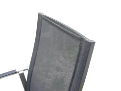 4er Set Stuhl Scalea Hochlehner Outdoor Textillene Silbergrau Armlehnen Aluminium Schwarz Gestell Edelstahl Gebürstet