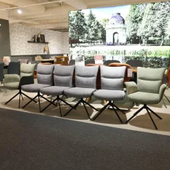 6er Set Stuhl Setubal Vintagelook Dunkelgrau Und Olive Grün Gestell Oval Schwarz Matt Lackiert