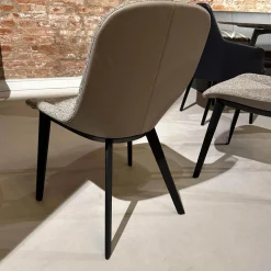 2er Set Stuhl Sheru 1430 C Stoff Talent 10787896 Grau Rücken Leder Rodeo Soft 1417 Pebble Grau Braun Füße Eiche Alurahmen Schwarz