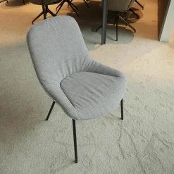 2er Set Stuhl Sheru Stoff Gaia 7891 Platin Grau 4 Bein Untergestell Matt Pulverbeschichtet Schwarz