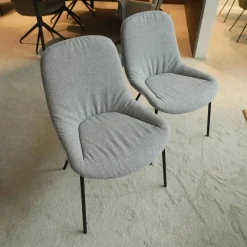 2er Set Stuhl Sheru Stoff Gaia 7891 Platin Grau 4 Bein Untergestell Matt Pulverbeschichtet Schwarz