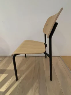 2er Set Stuhl Studie Eichenholz Furniert Gestell Aluminiumrohr Schwarz