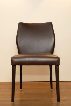 2er Set Stuhl Toga Leder Genuin Mokka Braun Füße Buche Wenge Gebeizt