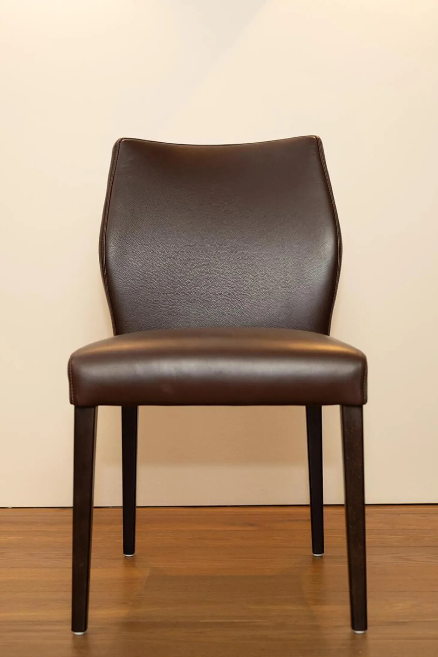 2er Set Stuhl Toga Leder Genuin Mokka Braun Füße Buche Wenge Gebeizt