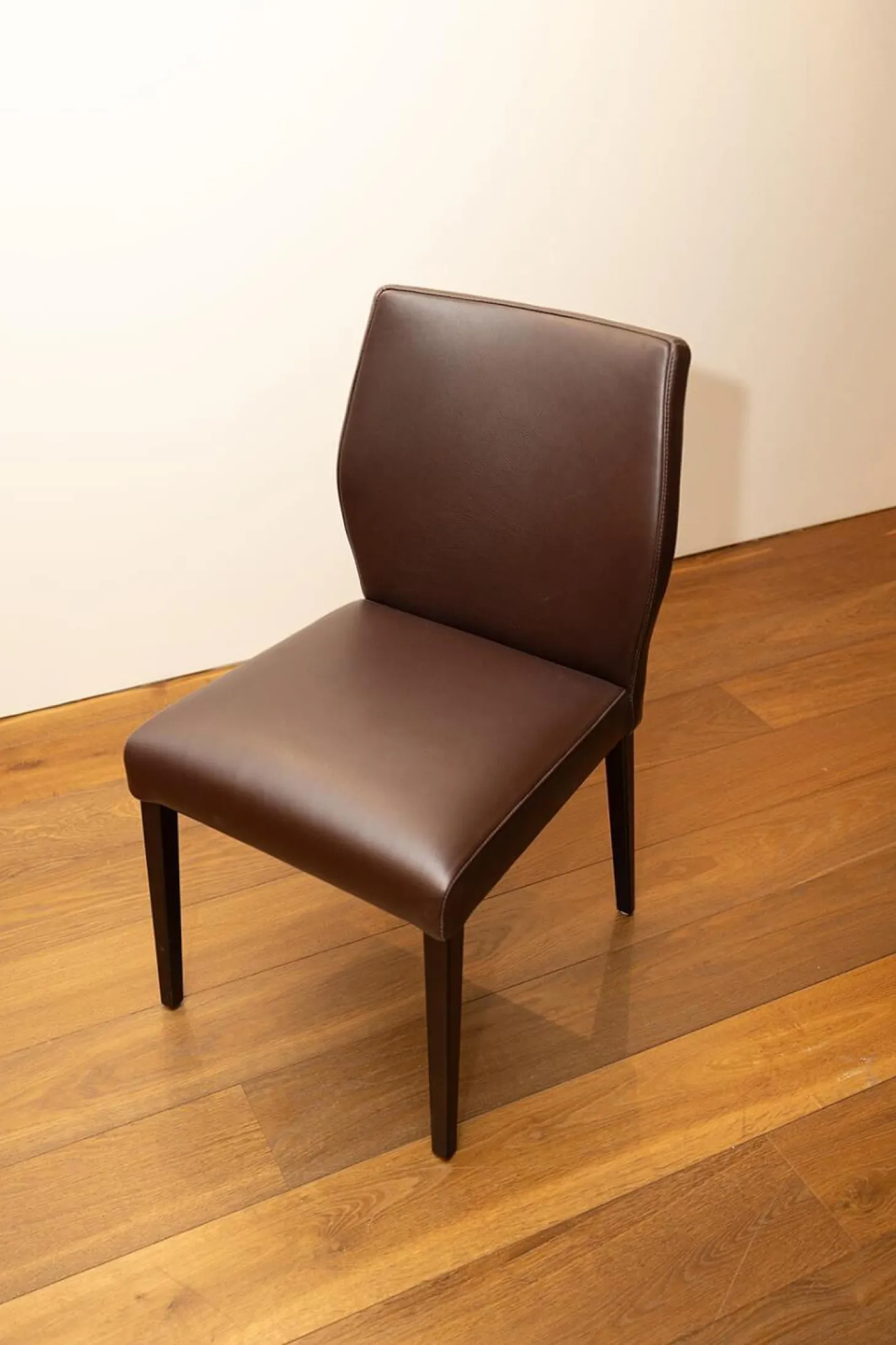 2er Set Stuhl Toga Leder Genuin Mokka Braun Füße Buche Wenge Gebeizt