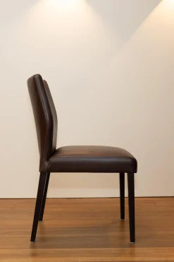 2er Set Stuhl Toga Leder Genuin Mokka Braun Füße Buche Wenge Gebeizt