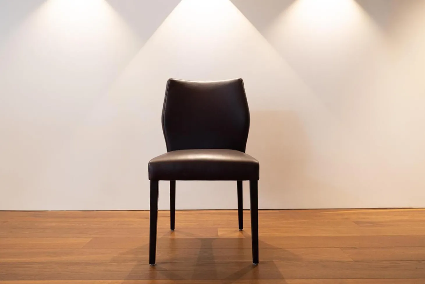 2er Set Stuhl Toga Leder Genuin Mokka Braun Füße Buche Wenge Gebeizt