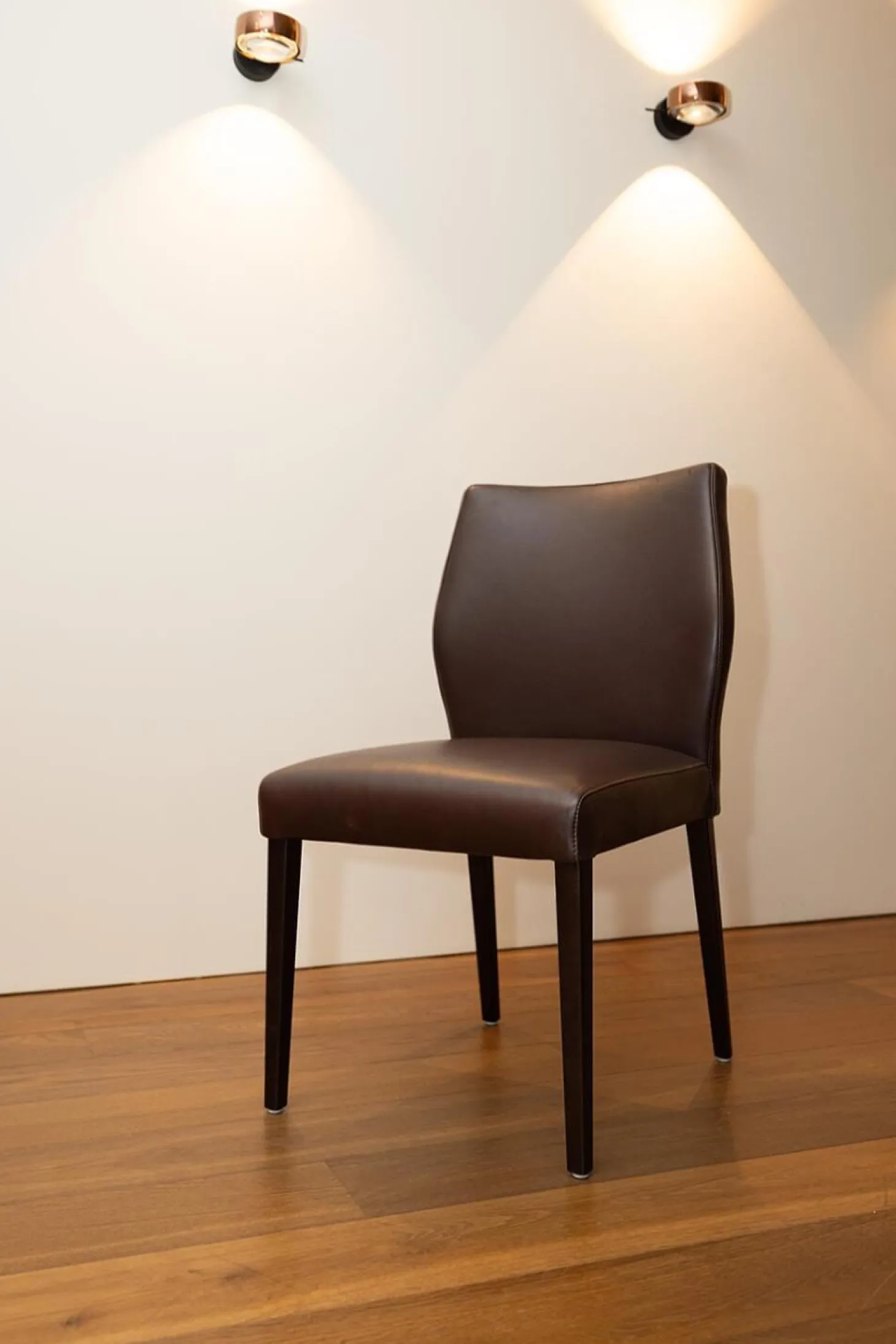 2er Set Stuhl Toga Leder Genuin Mokka Braun Füße Buche Wenge Gebeizt