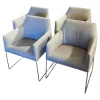4er Set Stuhl Trient Stoff 10 113 London Dess Milchkaffe Grau Weiß Gestell Chrom Glanz