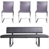 3er Set Stuhl Und Essbank Mirado Leder 1024 Anthrazit Gestell Flachstahl Verchromt
