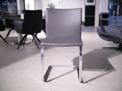 3er Set Stuhl Und Essbank Mirado Leder 1024 Anthrazit Gestell Flachstahl Verchromt