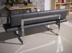 3er Set Stuhl Und Essbank Mirado Leder 1024 Anthrazit Gestell Flachstahl Verchromt