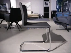 3er Set Stuhl Und Essbank Mirado Leder 1024 Anthrazit Gestell Flachstahl Verchromt