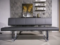 3er Set Stuhl Und Essbank Mirado Leder 1024 Anthrazit Gestell Flachstahl Verchromt