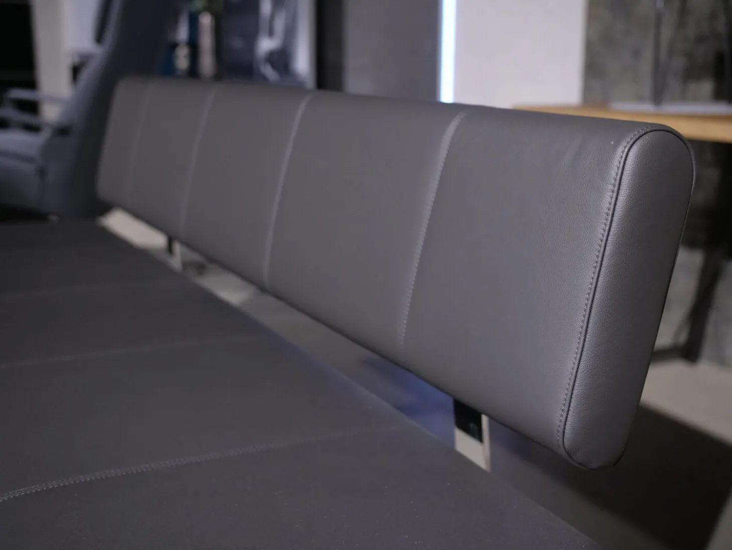 3er Set Stuhl Und Essbank Mirado Leder 1024 Anthrazit Gestell Flachstahl Verchromt